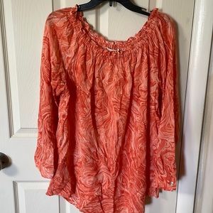 Michael Kors long sleeve orange swirl top women’s size large